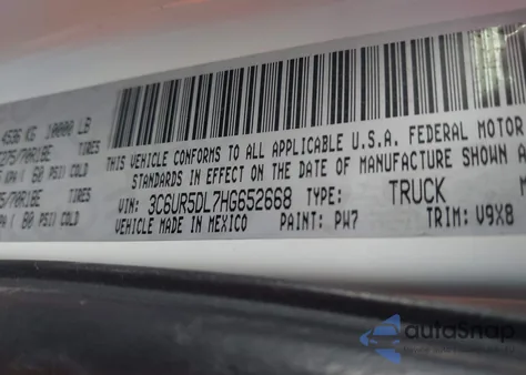 2017 Ram 2500 Slt 4X4 6'4 Box from USA, damaged, VIN 3C6UR5DL7HG652668